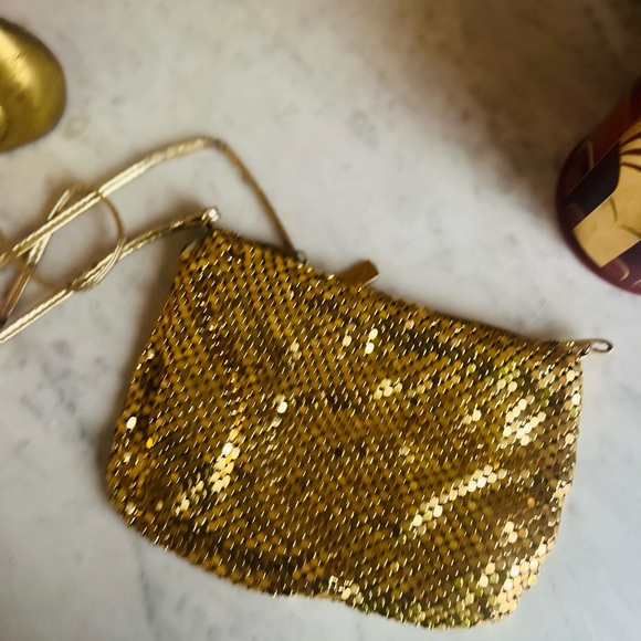 VTG Whiting & Davis Art Deco Chain Mesh Gold Party Cocktail Glam Clutch Purse - Picture 2 of 11